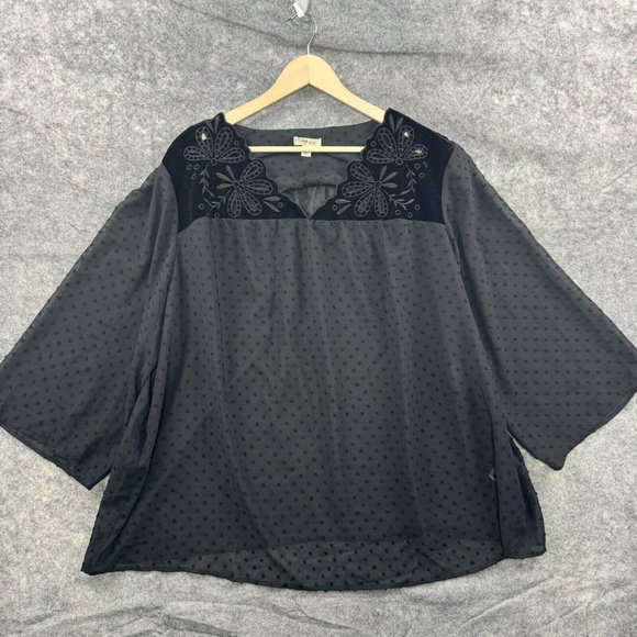 Style & Co. Tops - Style & Co Top Womens Plus 4X Black Sheer Velvet Boho Flowy Tunic Whimsigoth NEW